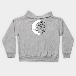 Skull Moon with Bats Kids Hoodie